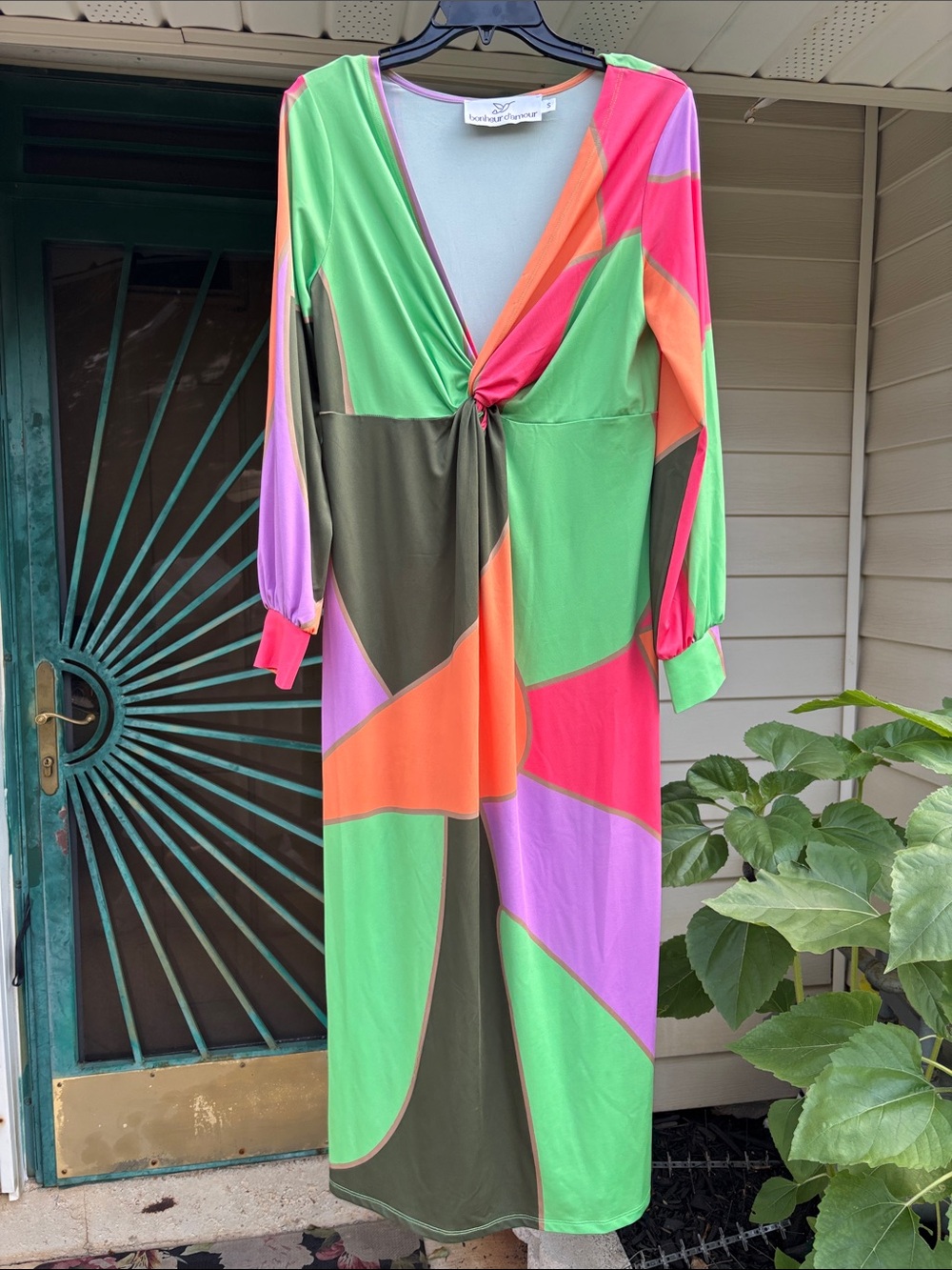 Twist-Front Colorblock Maxi Dress - Multicolor